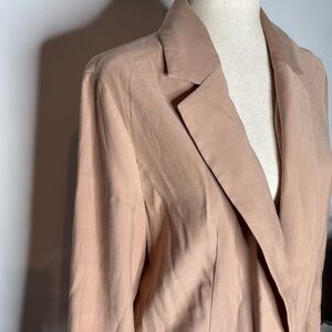 Open Edit Tan Blush Notch Collar Button Close Blazer Size XSmall